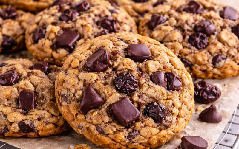 Dark Chocolate Cherry Oatmeal Cookies
